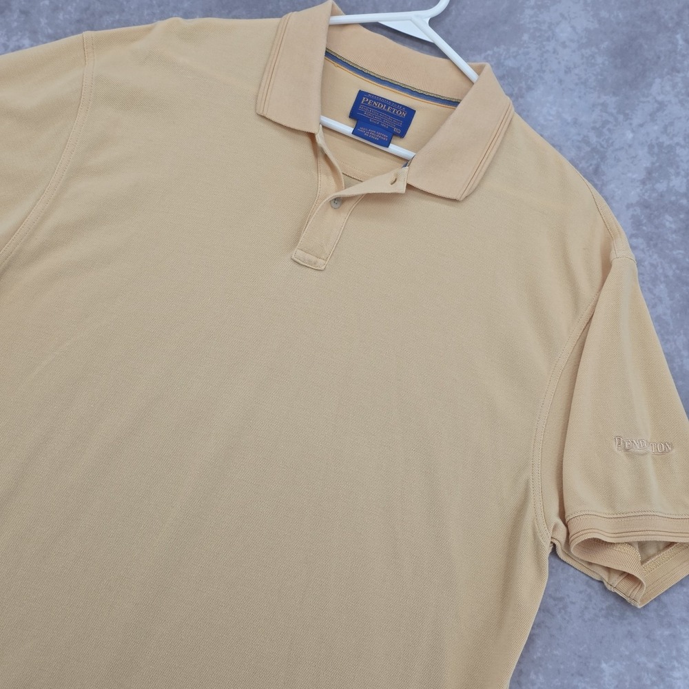 Vintage Pendleton Polo Shirt Men's Large Yellow Casual Short Sleeve‎ Pima Cotton